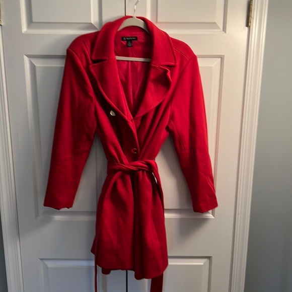 💋💋I•N•C International Concepts Woman Red w/‎ Hold Buttons Belt Jacket - Picture 1 of 8